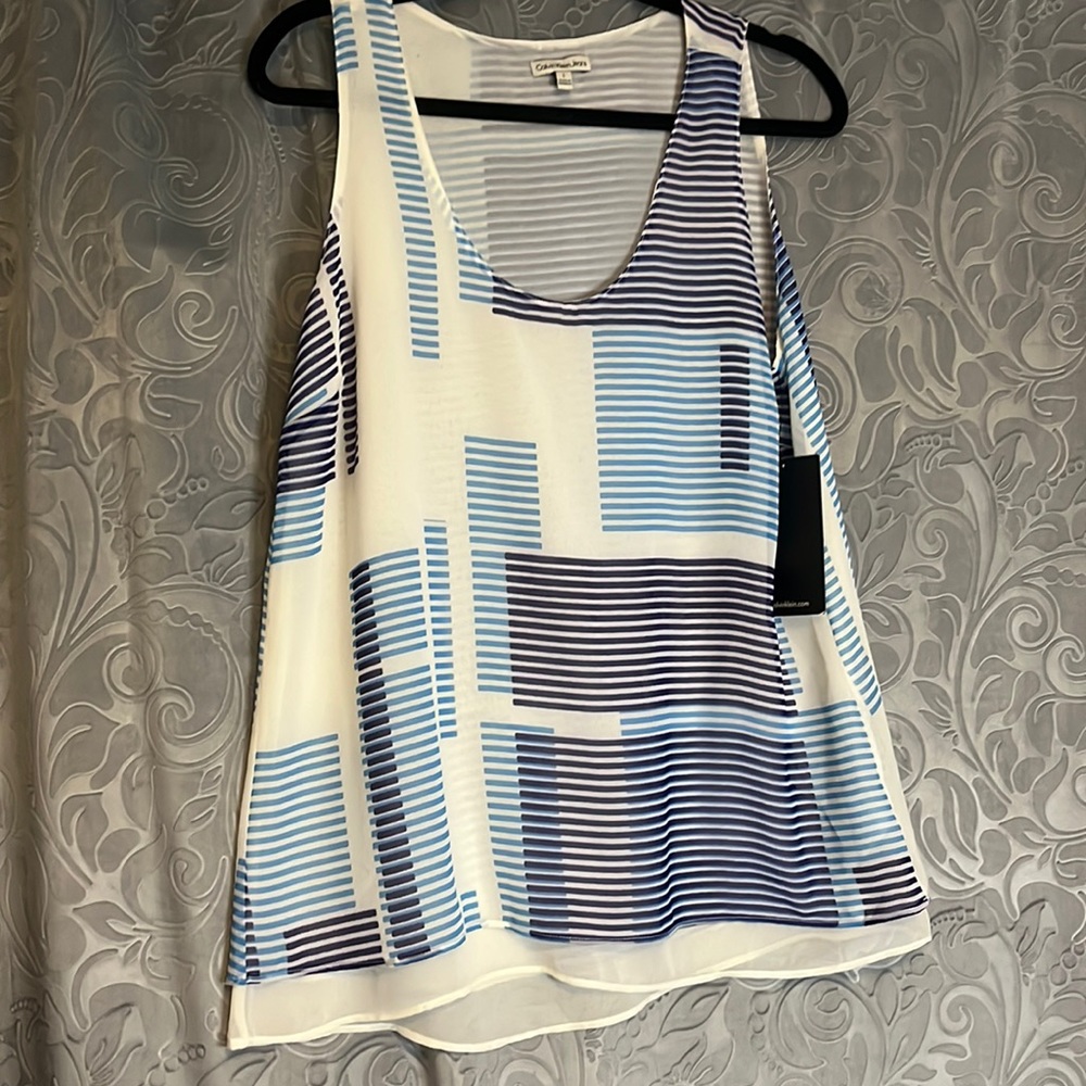 Calvin Klein Jeans Chiffon Sleeveless Blouse Large NWT